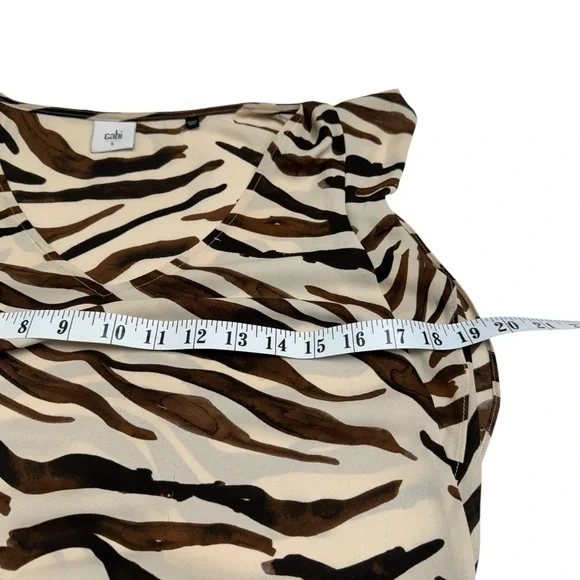 CAbi Brown Zebra Print Ruffle Sleeve Top 3771 Size S - Picture 10 of 12